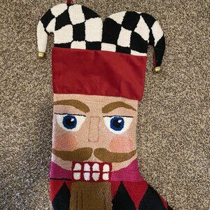 Mackenzie Childs Courtly Check Jester Nutcracker Christmas Tree Stocking LARGE
